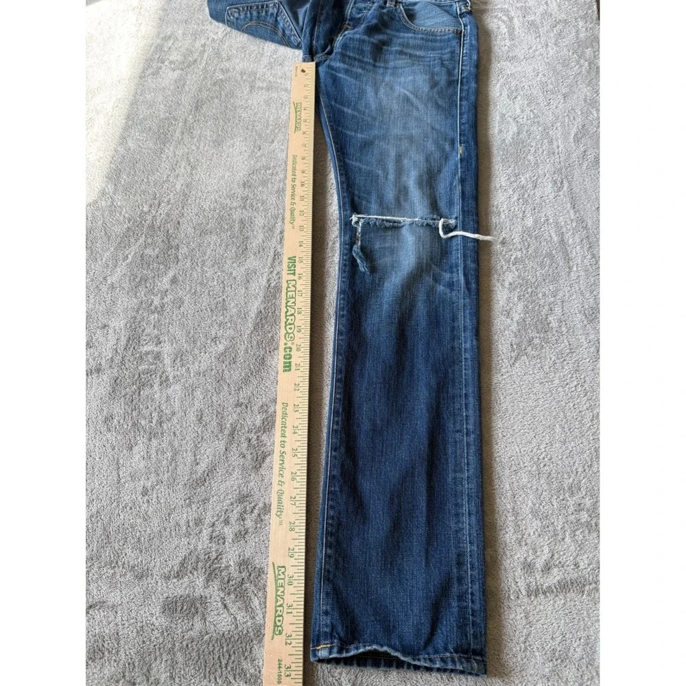 True Religion Mens Rocco Slim Jeans 28 x 32.5 Blue Distressed USA Y2K Skinny